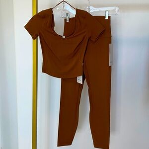 Lululemon Align Tee 2 & HR Pant 25” 4 copper brown COPB Set/Bundle